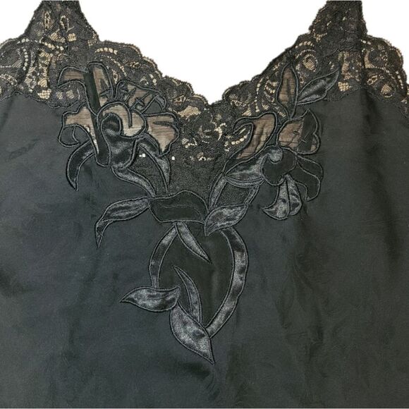 Vintage Natori Black Slip Chemise Nightgown Lingerie S/M - Picture 8 of 10